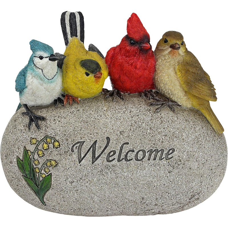Birdy Welcome Garden Stone Statue: Medium