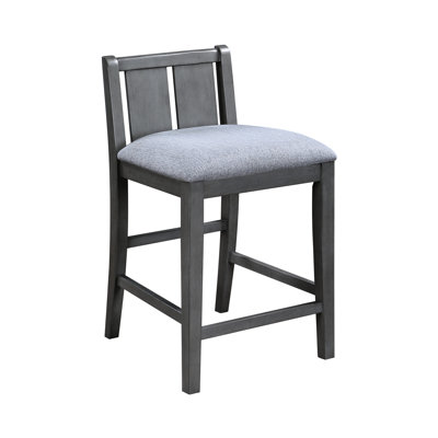 20" Counter Height Chairs Pair, Grey Upholstered Seat With Footrest, 42" Package Depth, Fabric 2 Seating, And 25" Height,
