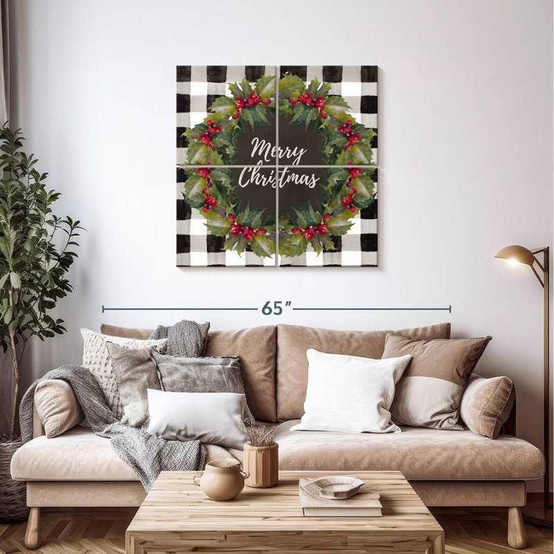 Couronne de Noël à carreaux Lelend Buffalo, H 38 po x l 38 po