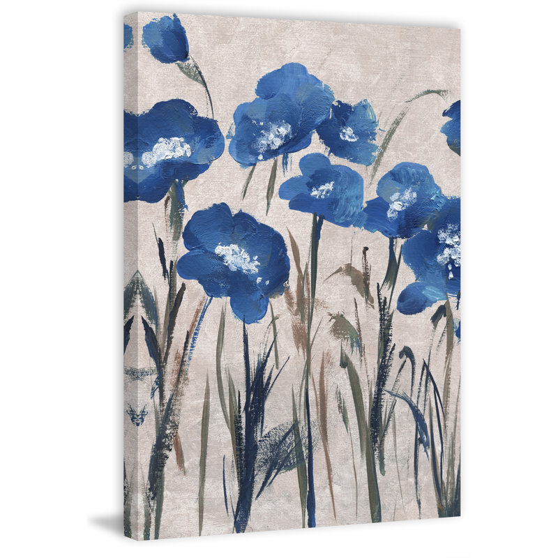 « blue florals ii », reproduction de peinture à l’acrylique sur toile tendue, H 24 po x l 16 po x P 1,5 po