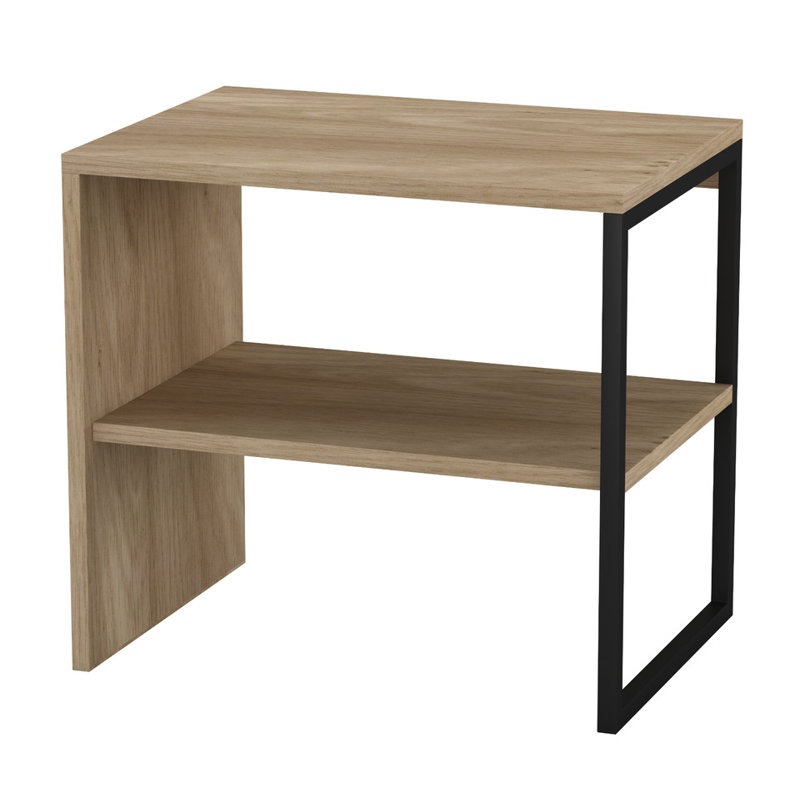Rahki 40cm W Steel Bedside Table, Oak, Individual