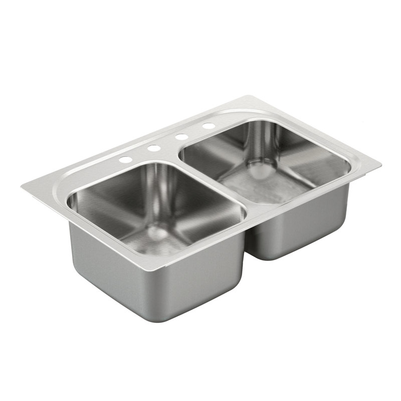 2000 Series 33" x 22" Double Basin Drop-In Kitchen Sink