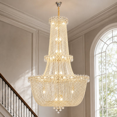 27-Light Dimmable Tiered Crystal Empire Chandelier 