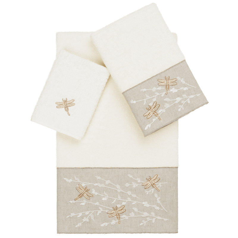 Ensemble de serviettes 3 pièces Braelyn, Crème