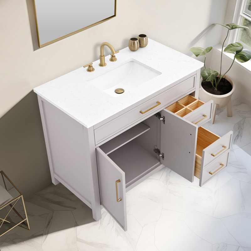 Wenniah 42" Single Vanity, Taupe/Brushed Bronze