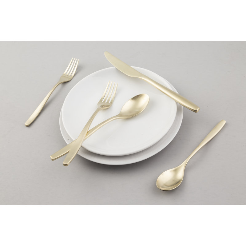 Ensemble de couverts 20 pièces Averie, service pour 4, Satin champagne