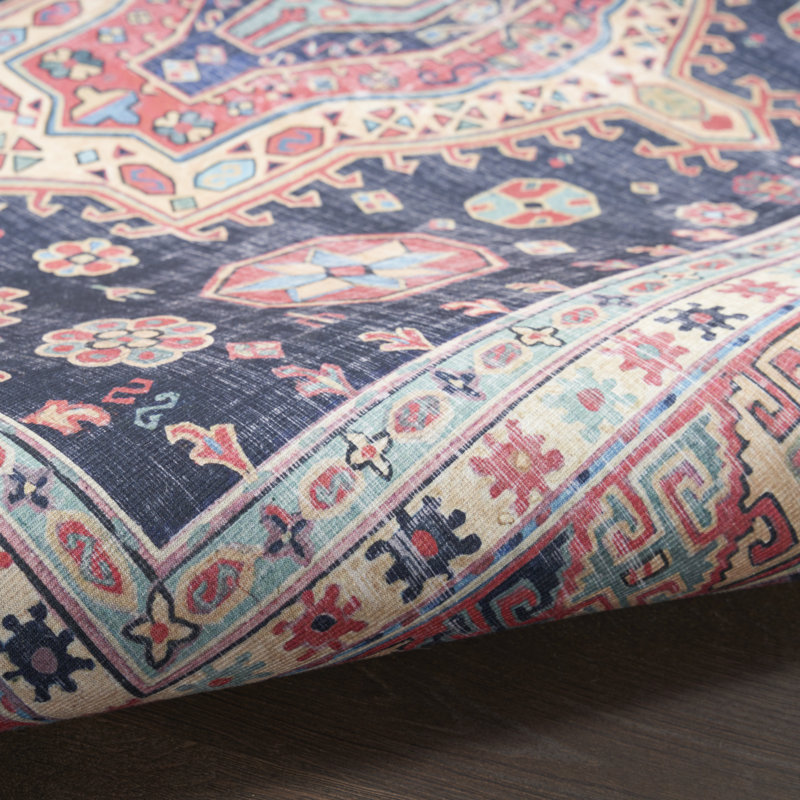 Vintage Performance Blue Rug, Rectangle 5' x 7'