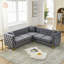 Luxueux canapé modulaire en L en velours avec 3 coussins, parfait pour le confort et le style de tout espace de vie-547410434