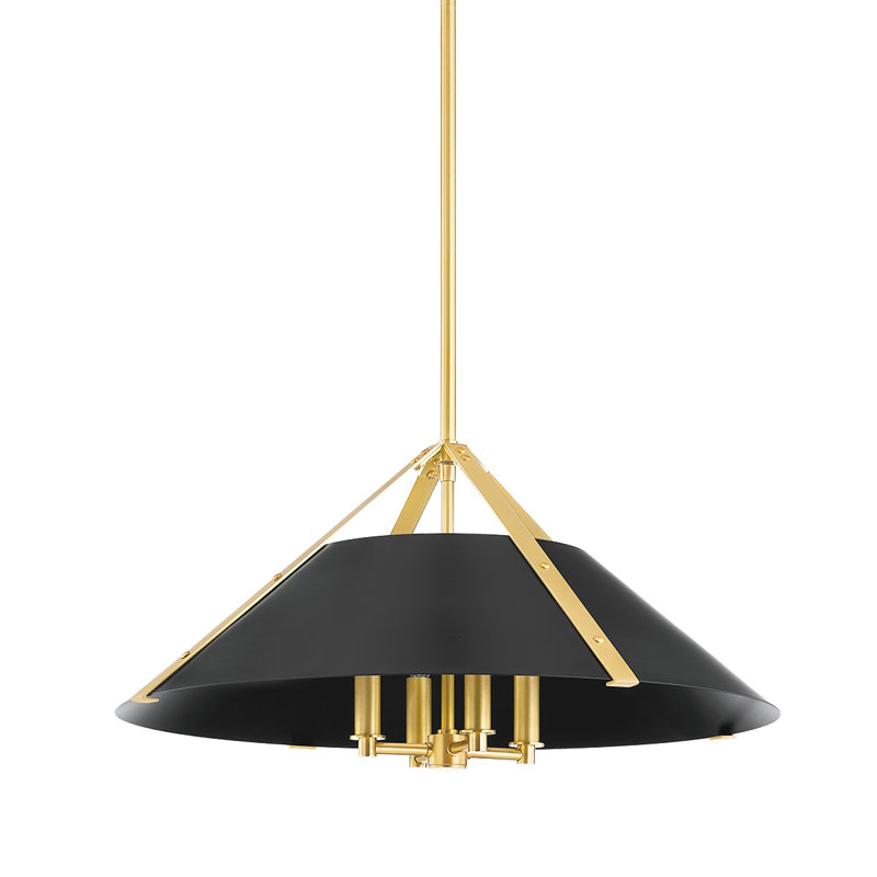 Luminaire suspendu 1 lumière Raymond, Laiton vieilli / noir doux, Transparent