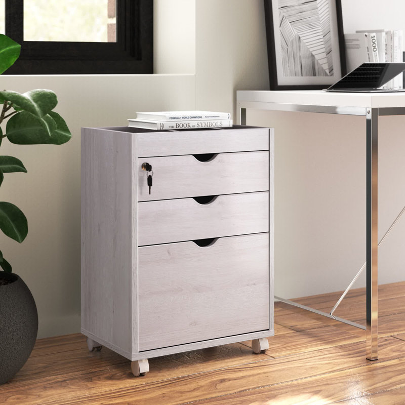 Izzobella 20'' Wide 3 -Drawer Mobile File Cabinet, White Oak