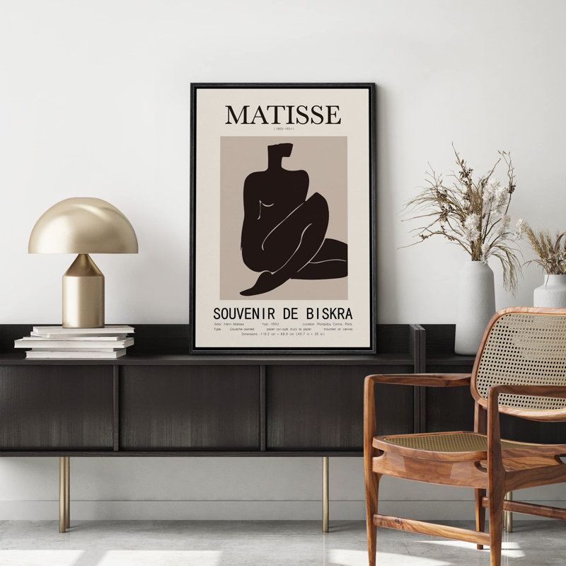 Oeuvre classique "Henri Matisse noir et brun clair, formes de personnes nues" sur, Noir, H 24 po x l 16 po