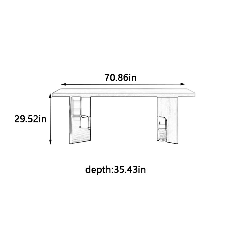 Modern hanging rock panels dining table, 29.52"H x 70.86"L x 35.43"W