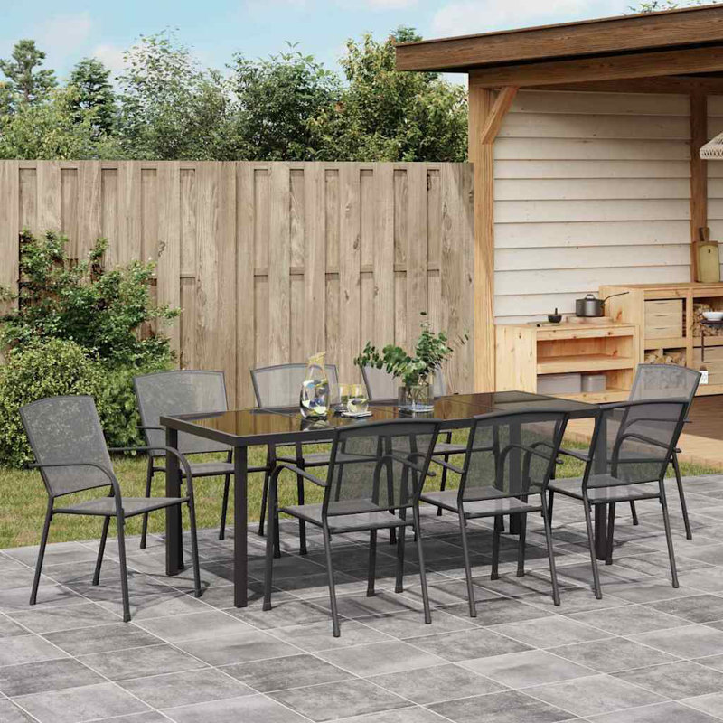  Garden Dining Set Anthracite Powder-Coated Steel Outdoor Porch Terrace
