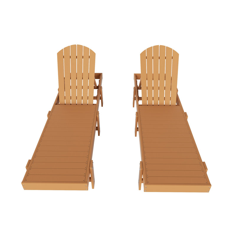 Altura 77.6" Long Reclining Chaise Lounge Set, Teak