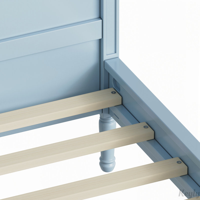 Lit plateforme traditionnel avec panneau arqué, Full / Double, Light Blue