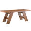 Table de salle à manger rectangulaire en bois aggloméré de 71 po x 31,5 po avec pieds en bois de noyer épissé. Pieds de table doubles inclinés vers l'extérieur.-2040076085