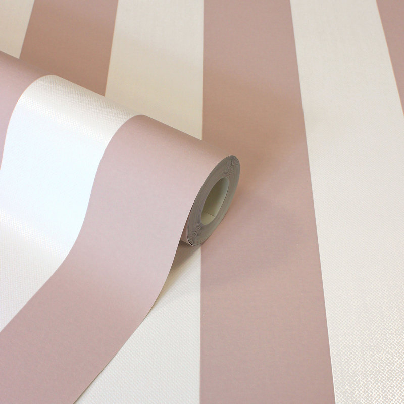 Papier peint à rayures Tavish, Rose