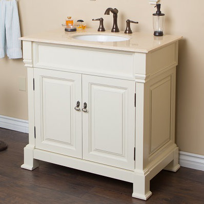 Ensemble de meuble-lavabo simple 36 po Lozada, Crème / Blanc