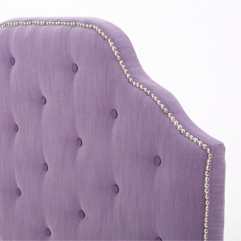 Purple Twin Headboard Featuring Button Stitch And Tasteful Nailhead Accents Sized With Stylish Design Border, Light Purple