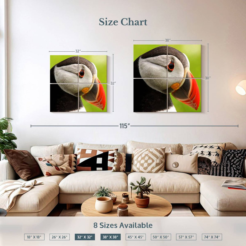 Brampt Wild Puffin, 38" H x 38" W