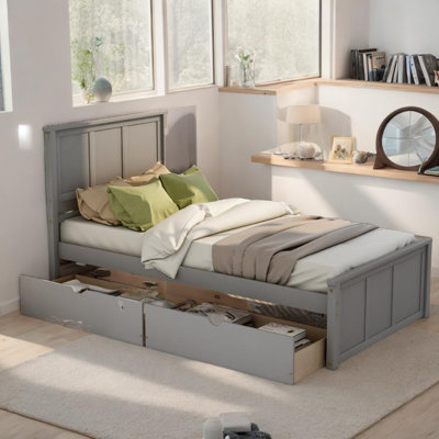 Lit plateforme simple avec 2 tiroirs