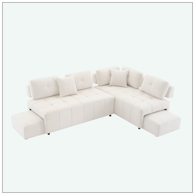 Canapé modulaire rembourré 2 pièces Forh, Chenille beige