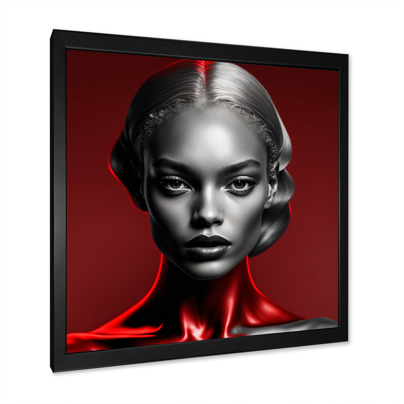 Reproduction sur toile rétro gracieuse en noir et rouge VII, H 16 po x l 16 po x P 1 po, Impression noire sur toile encadrée