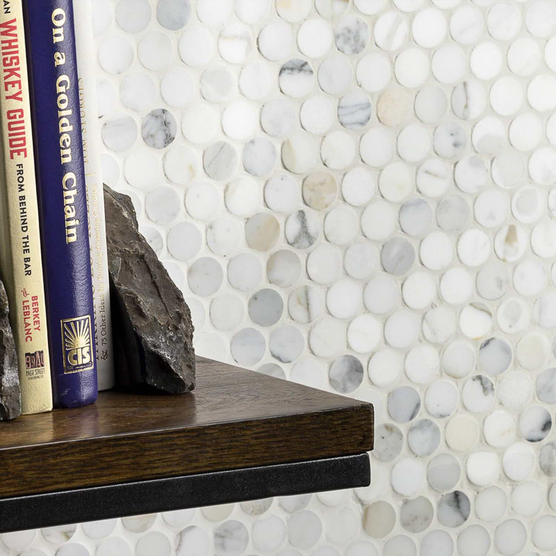 Calacatta Penny Rounds Polished Marble Tile