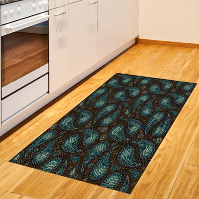 Tapis décoratif à motif de fibres longues en polyester à haute densité Paisley