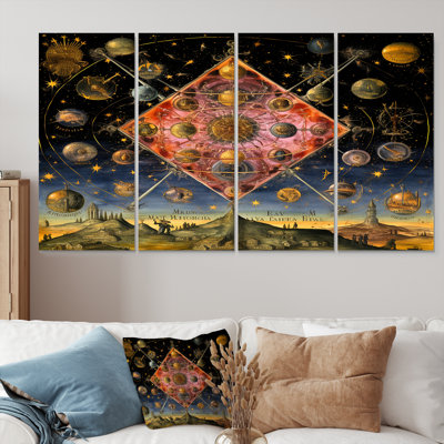 Alchimie, signe d'univers - ensemble d'art mural en pierre spirituelle, 4 pièces