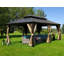 Pavillon de jardin brun foncé à toit rigide double avec rideau et moustiquaire Alexander-98229953