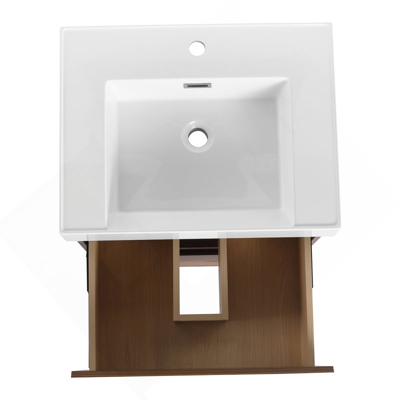 Meuble-lavabo pour salle de bain avec lavabo simple, meuble-lavabo sous-comptoir moderne avec double tiroir, meuble-lavabo sur pied autoportant, bois d'ingénierie