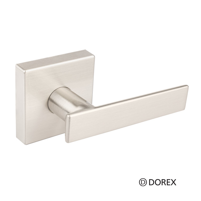 Poignée de porte plate avec rosette carrée, Nickel satiné