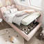 Canapé-lit rembourré en velours rose avec repose-pieds et rangement hydraulique, structure à lattes en métal, convient aux adultes et aux enfants; Matelas non inclus-1583555328