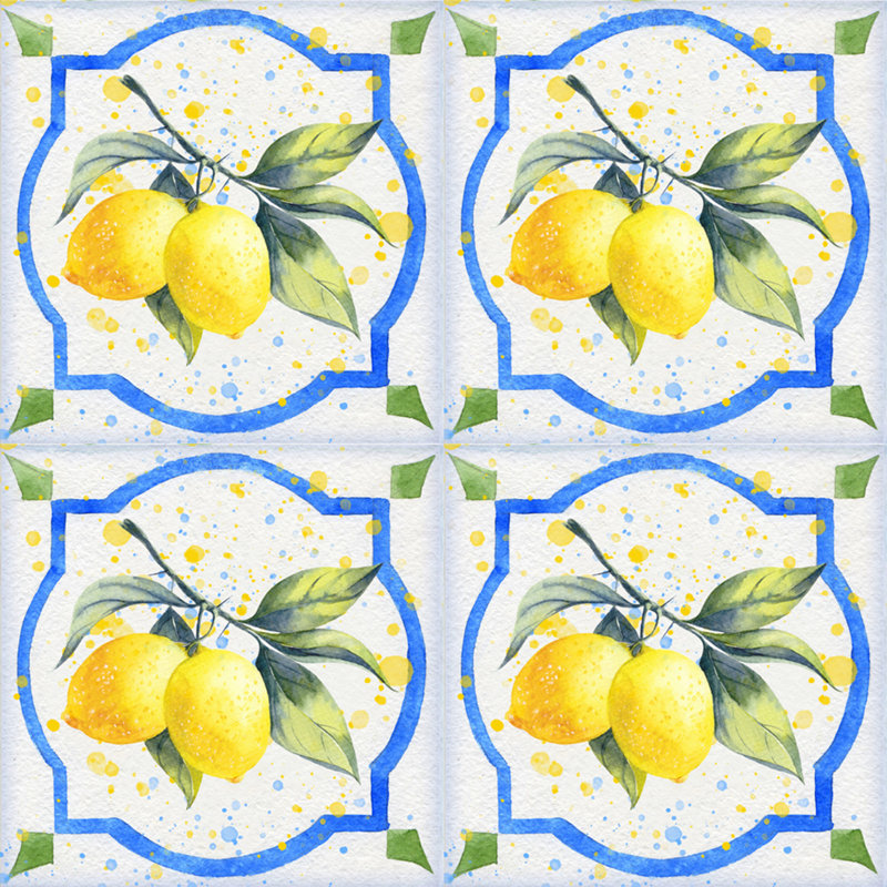 Carreau de mosaïque auto-adhésif en vinyle 4 po x 4 po Lemon