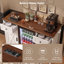Meuble de 135 cm réfrigéré de style campagnard avec prise électrique, meuble-bar à café avec rangement, mini-réfrigérateur/cave à vin à 2 portes et 2 tiroirs, buffet avec portes coulissantes de style grange pour salon, cuisine blanche