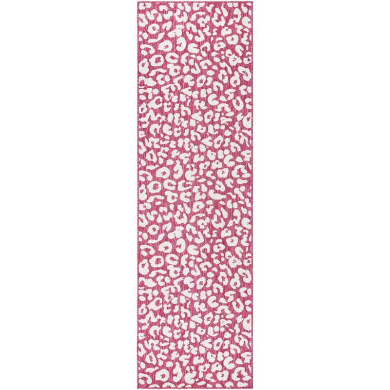 Magenta/Ivory Indoor/Outdoor Rug, Runner 2'11" x 10'