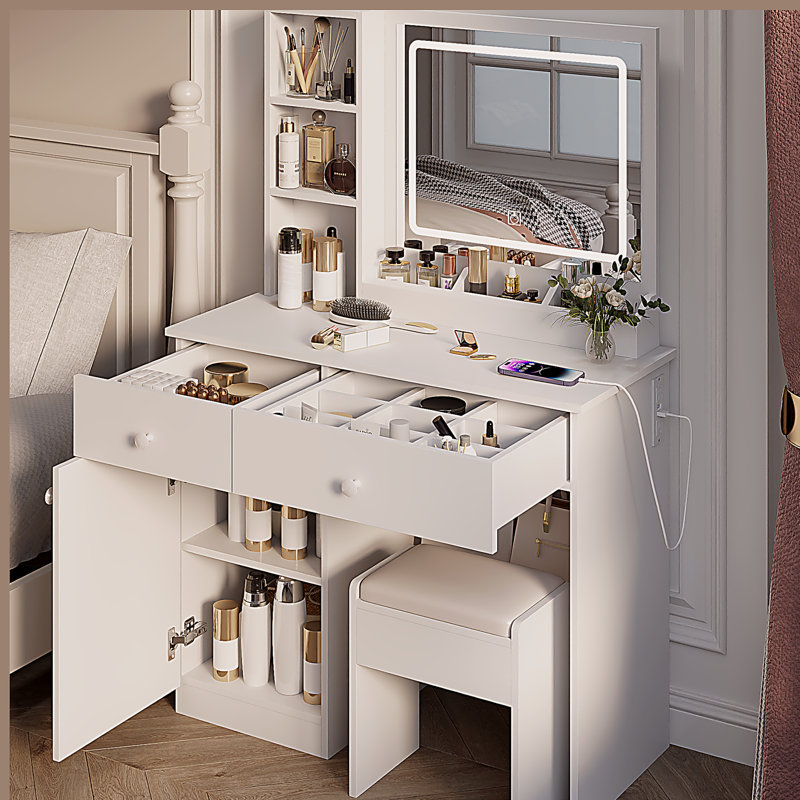 Bureau de coiffeuse avec miroir et lumières pour le maquillage Fashion