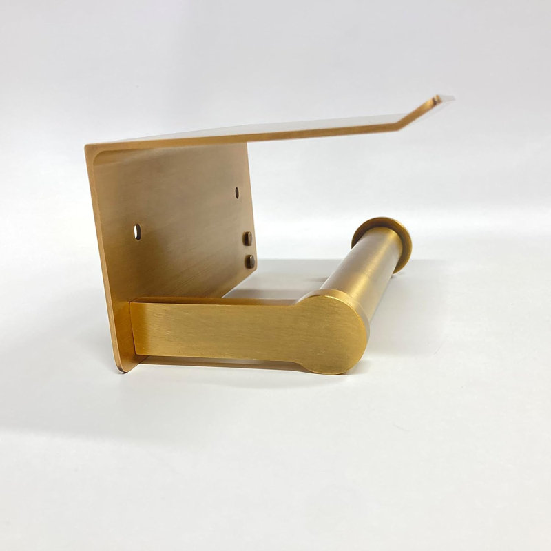 Porte-papier hygiénique moderne en aluminium noir avec tablette pour téléphone, conception réversible pour la salle de bain, quincaillerie de fixation incluse, installation sans outil (capacité de 1 rouleau)