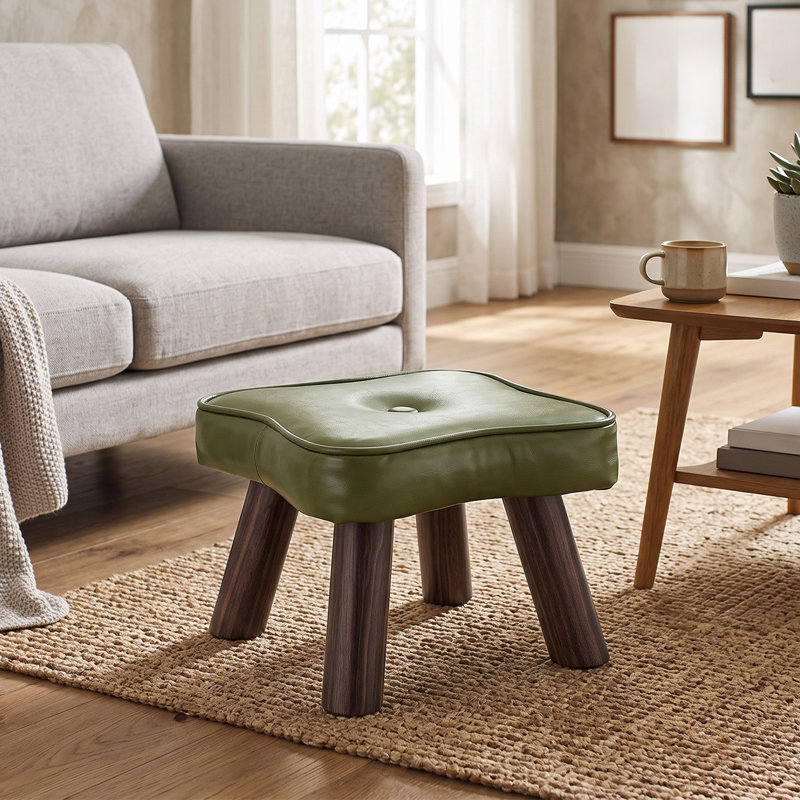 28 cm W Faux Leather Footstool