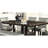 Faux Marble Counter Height Dining Table With Brown Top And Shelf Storage, Modern Construction Rectangular Storage