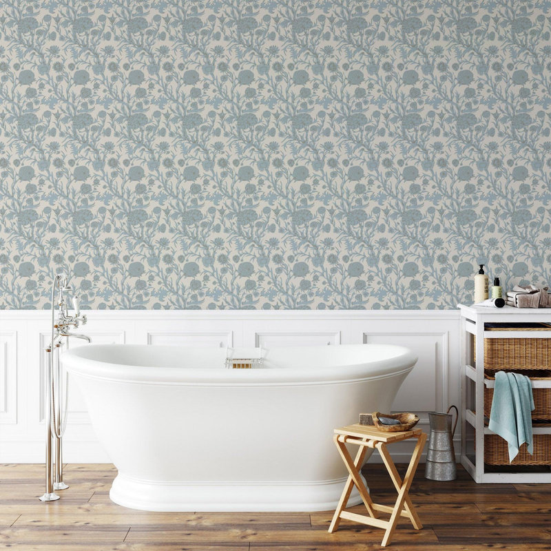 Blooming Thicket - Wallpaper, Linen Stone, Peel & Stick, Self-Adhesive