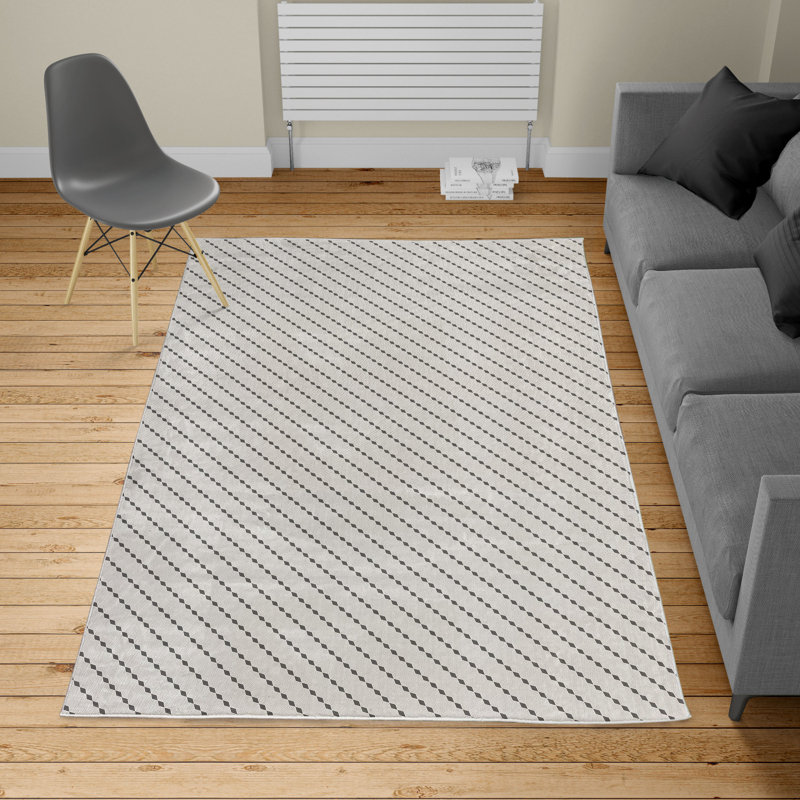 Tapis gris foncé / blanc, Rectangle 4 pi x 5 pi 10 po