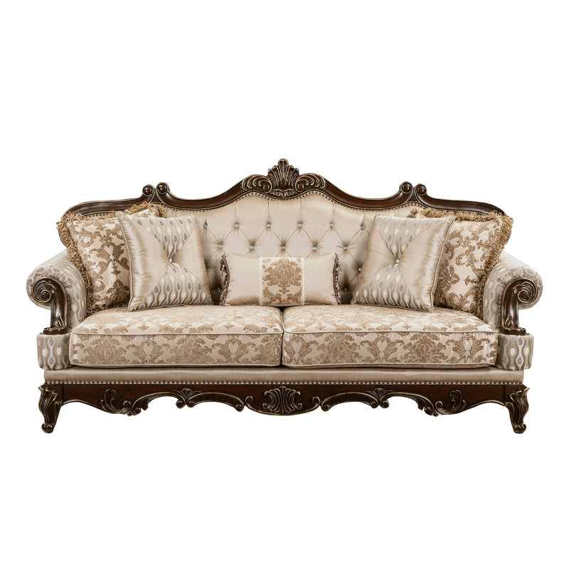 Canapé de luxe formel traditionnel avec meubles de salon en bois massif à basculement doré 1pc