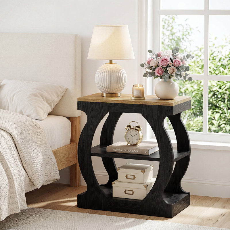 23.62cm W Manufactured Wood Bedside Table, Set of 2