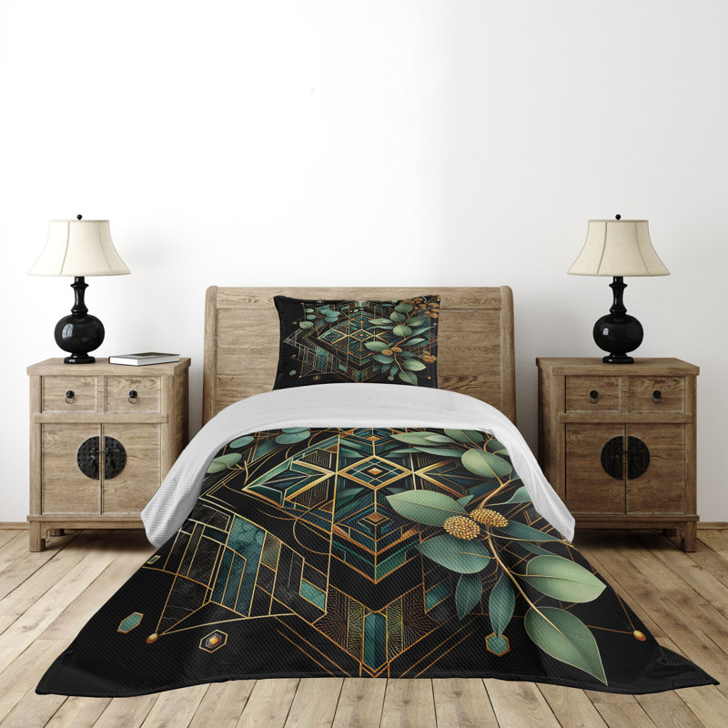 Polyester Floral Coverlet, Twin Coverlet + 1 Standard Shams
