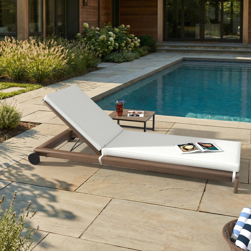 Outdoor Chaise Cushion With Sunbrella Fabric, 23" W x 75" D, Sunbrella® Canvas White