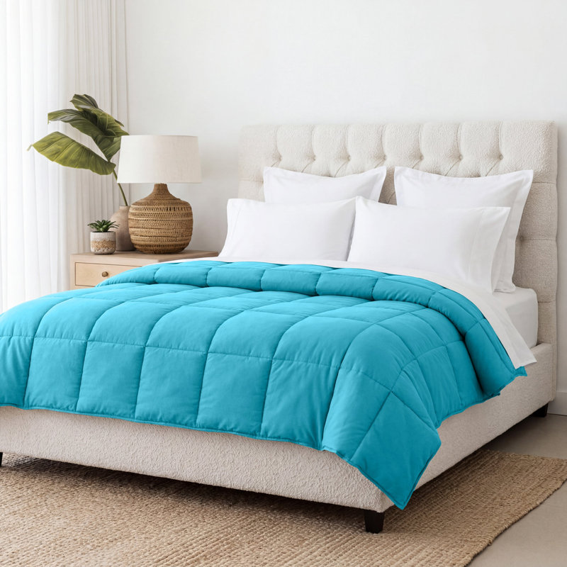 All-Season Reversible Down Alternative 100% Microfiber Comforter, Twin Comforter, Winter Blue