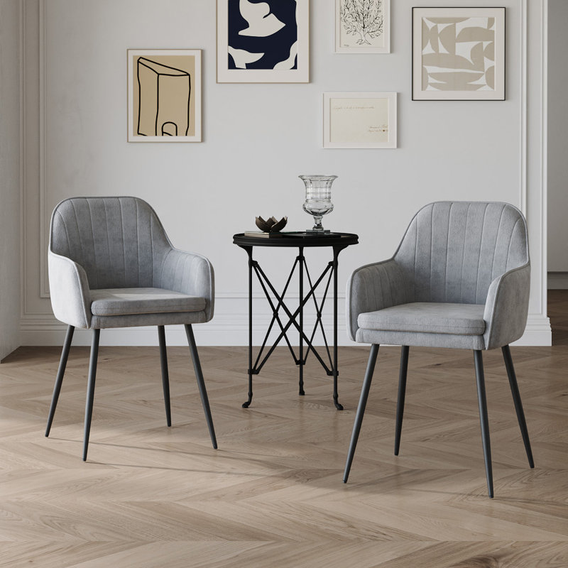43.5cm H Velvet Upholstered Upholstered Back Armchair, Grey