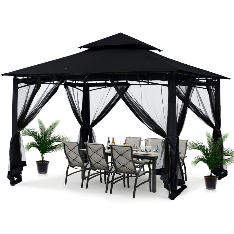 Steel Patio The Soft Roof Gazebos, Black, 9 Ft. W x 9 Ft.
